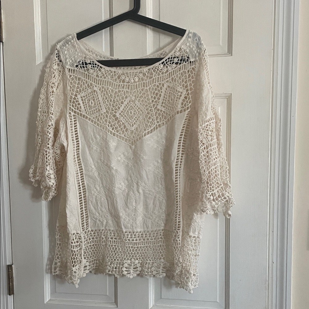 Cream Lace Crochet Top